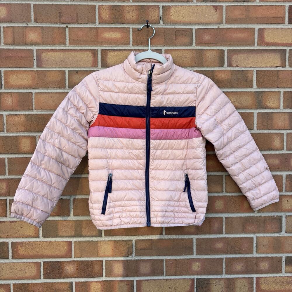 Cotopaxi Kids Fuego Down Jacket Rosewood Stripes Kids Small Stains